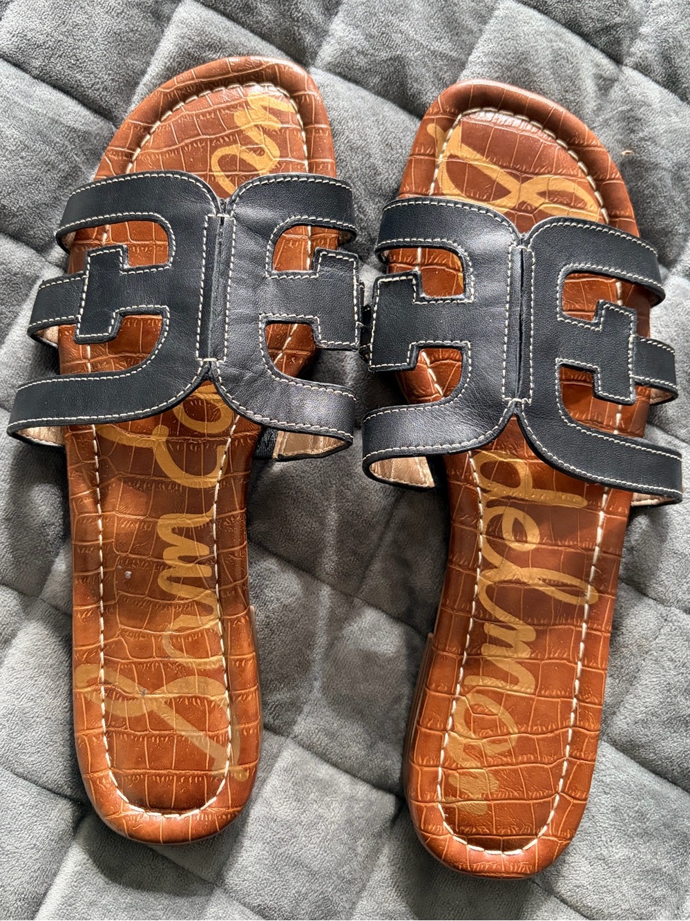 Sam Edelman Bay Black Flats slides sandals 8 great condition